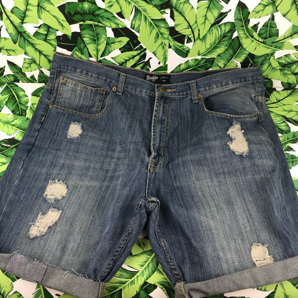 Brooklyn Clothing Slim Fit Distressed Denim Shorts